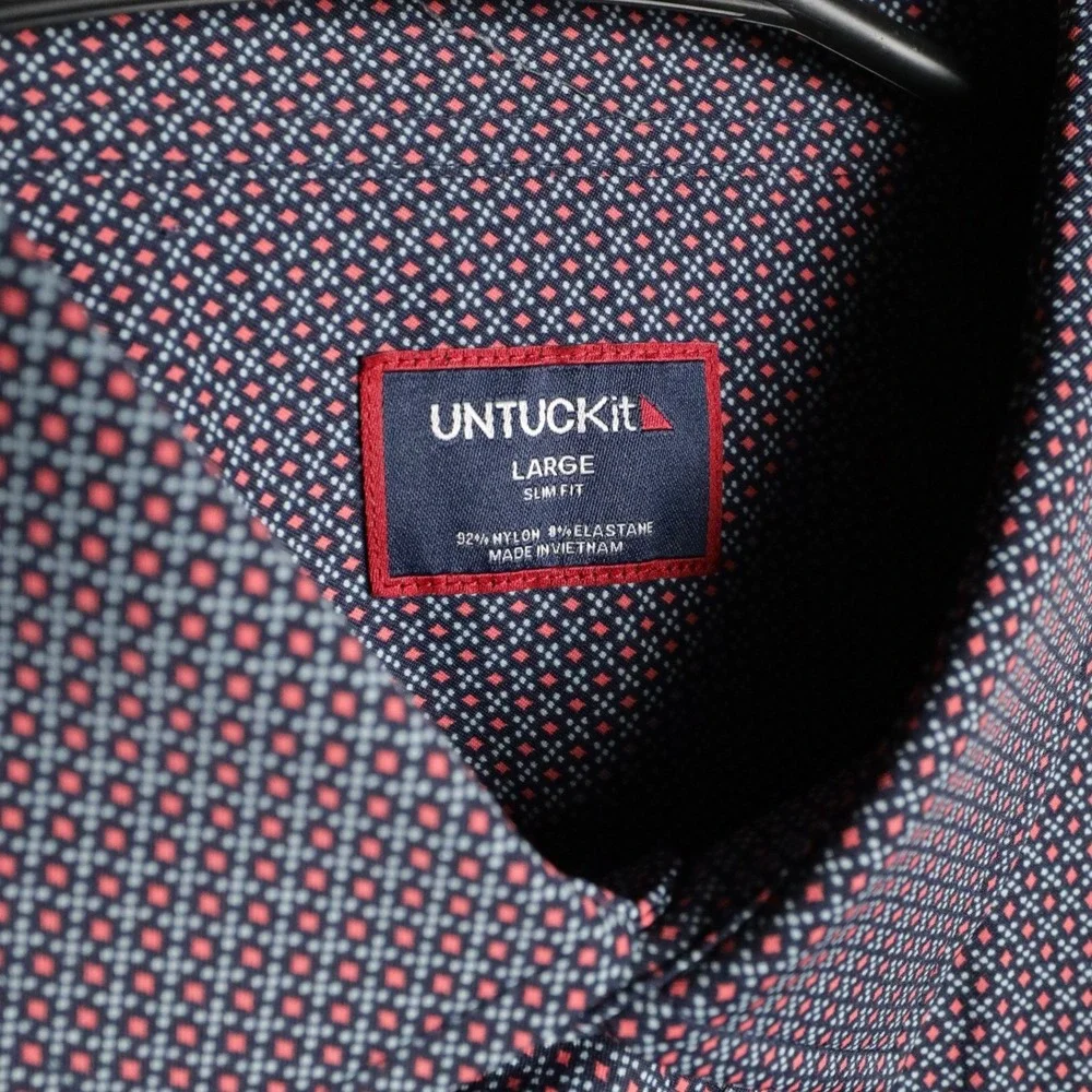 2x UNTUCKit Mens Large Slim Fit Button Down Long Sleeve Shirt Blue/Maroon - Picture 13 of 15